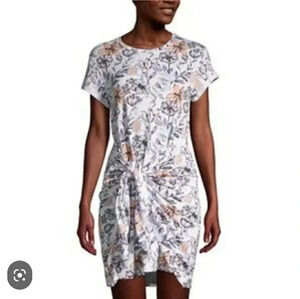 NWT Diadora Luxe Collection Tie T-Shirt Dress White Floral  Medium